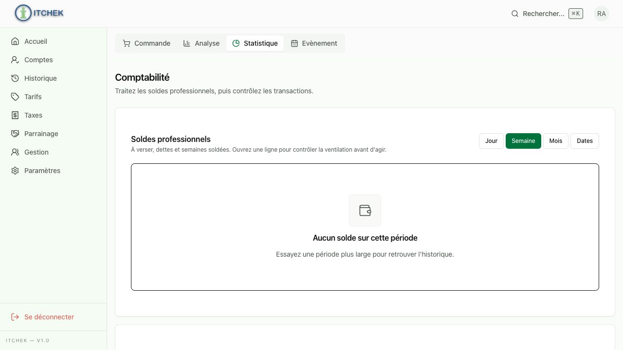 Comptabilité organisée par soldes professionnels puis transactions